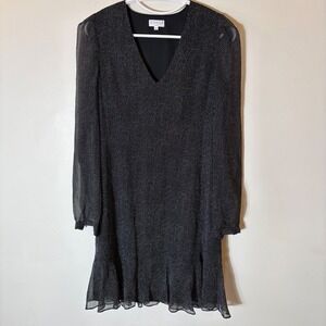 Claudie Pierlot Black Silk Mini Dress V-Neck‎ Long Sleeve FR 36 US 4